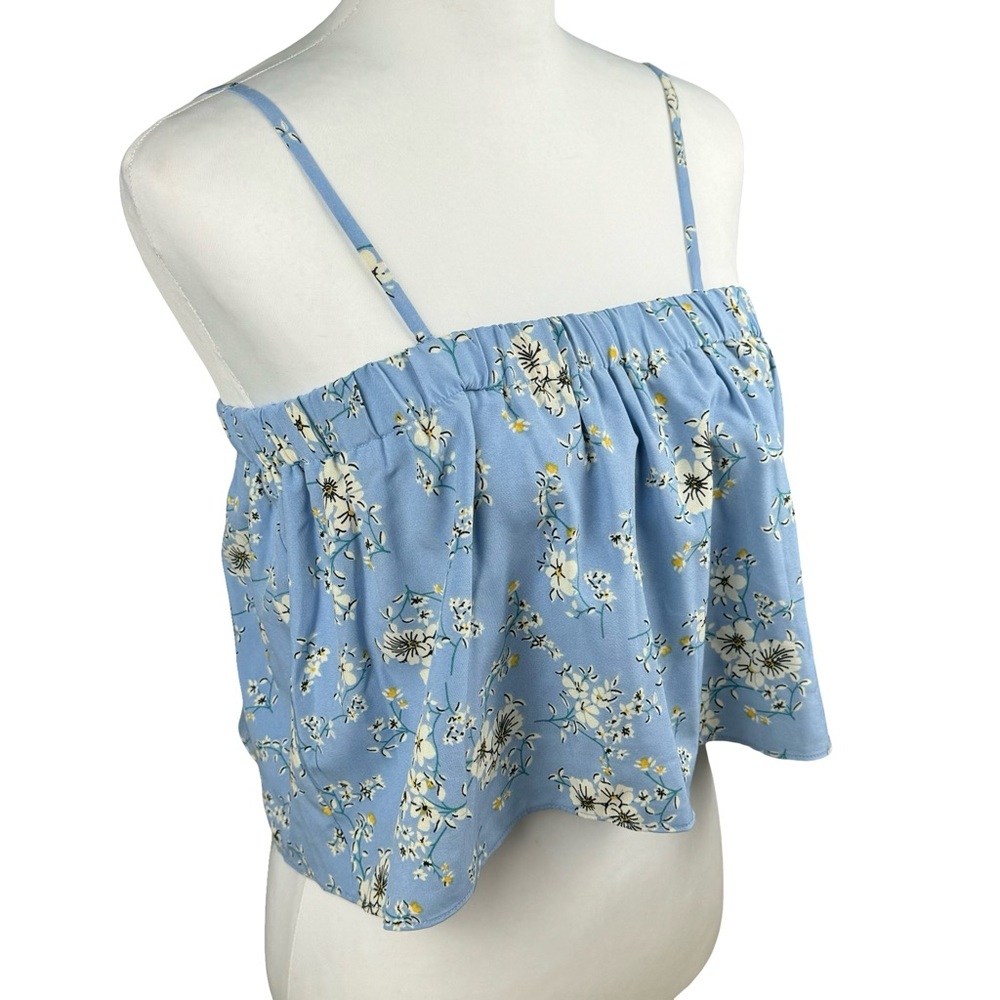 Amaryllis x Dani Austin Cassidy Blue Floral Convertible Tank Crop Top Small